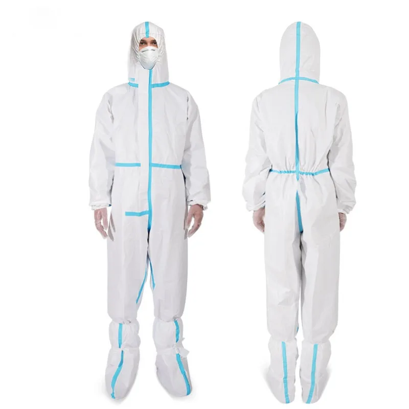 Disposable Coverall Suits One-piece Full Body Suits Isolation with Elastic Wrist Dust-proof Protective Clothing