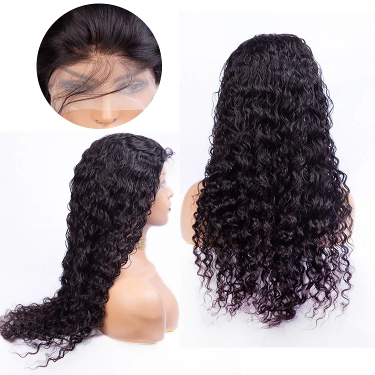 
13x6 Transparent Lace Frontal Pre Plucked Wigs with Baby Hair Water Wave Real Human Hair Wig 