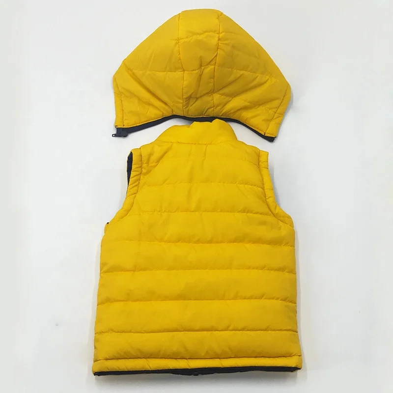 
Custom Sleeveless Down Children Kids Winter Casual Jacket With Detachable Hood 