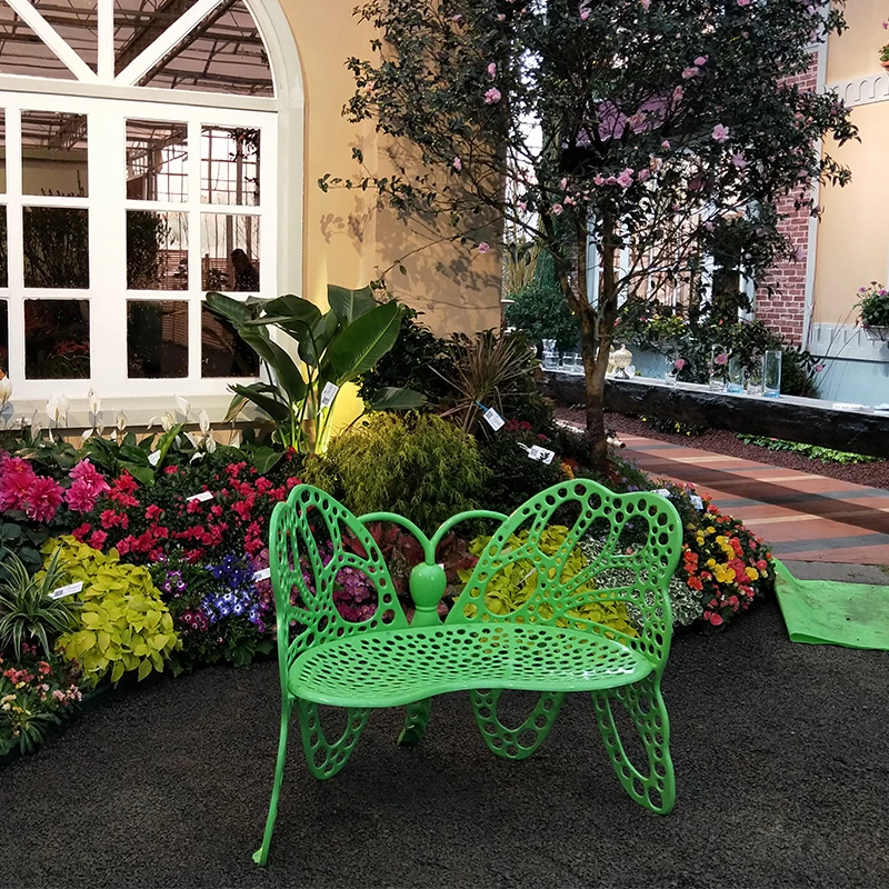 
best selling white aluminum outdoor furniture Butterfly shaped table chair set releaxing chair 