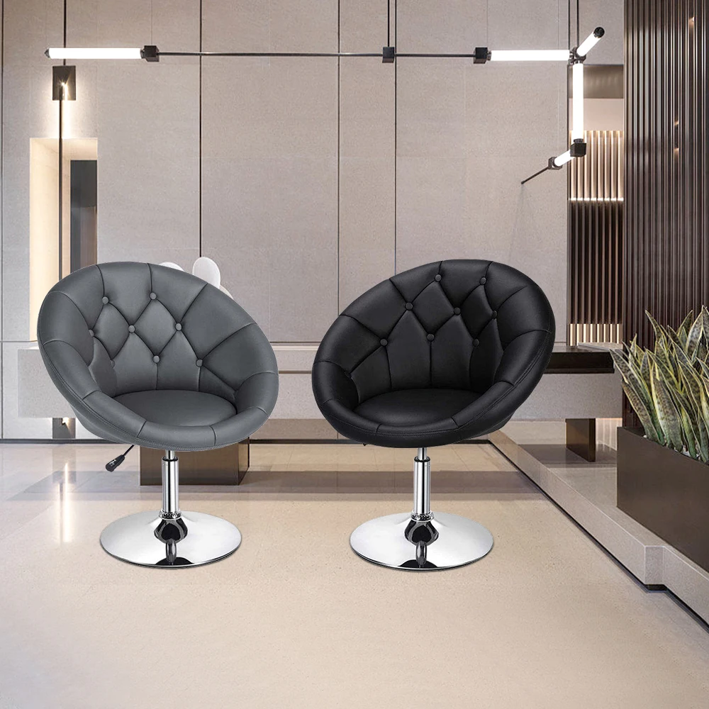 Minimalist White Metal And Leather Backrest Free Swivel Stool Bar High Bar Chair