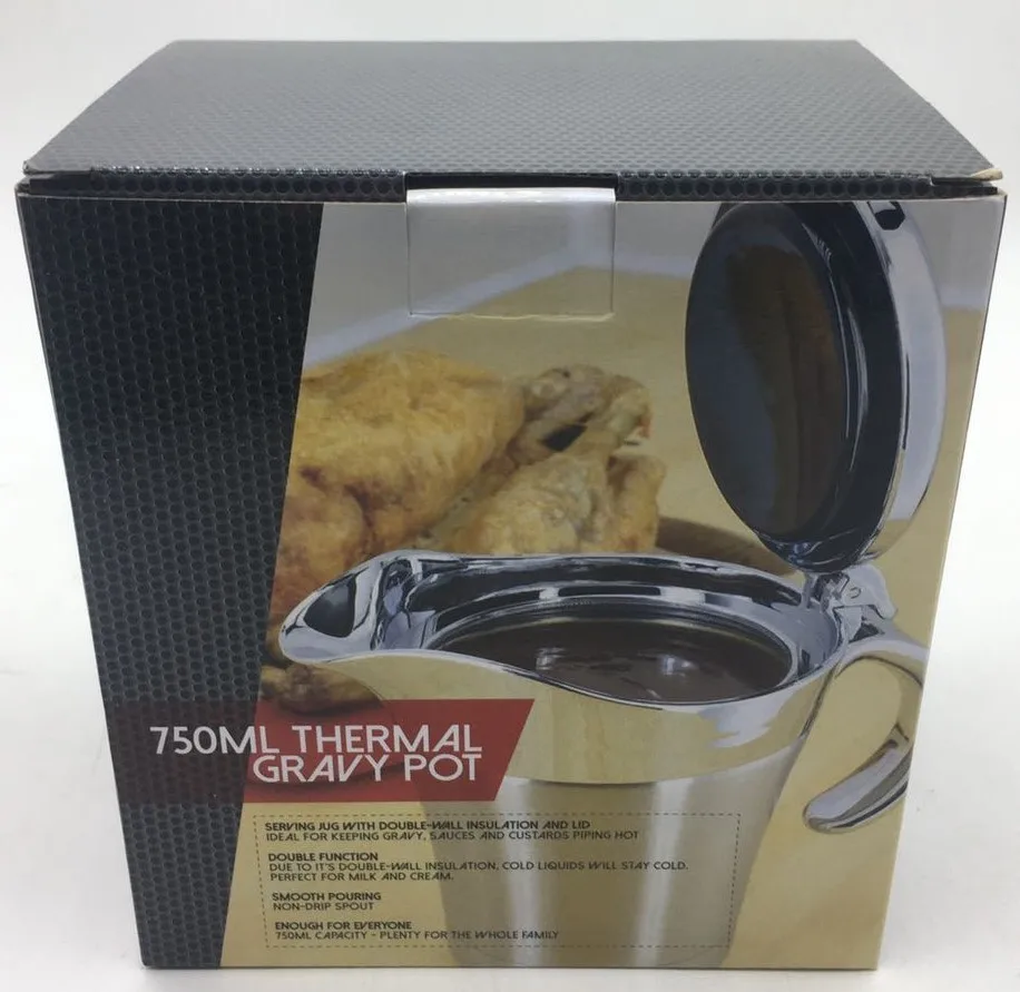 Gravy jug 750ml Insulated Gravy Boat Double Wall Stainless Steel Sauce Pot Jug with Spout for home kitchen tool