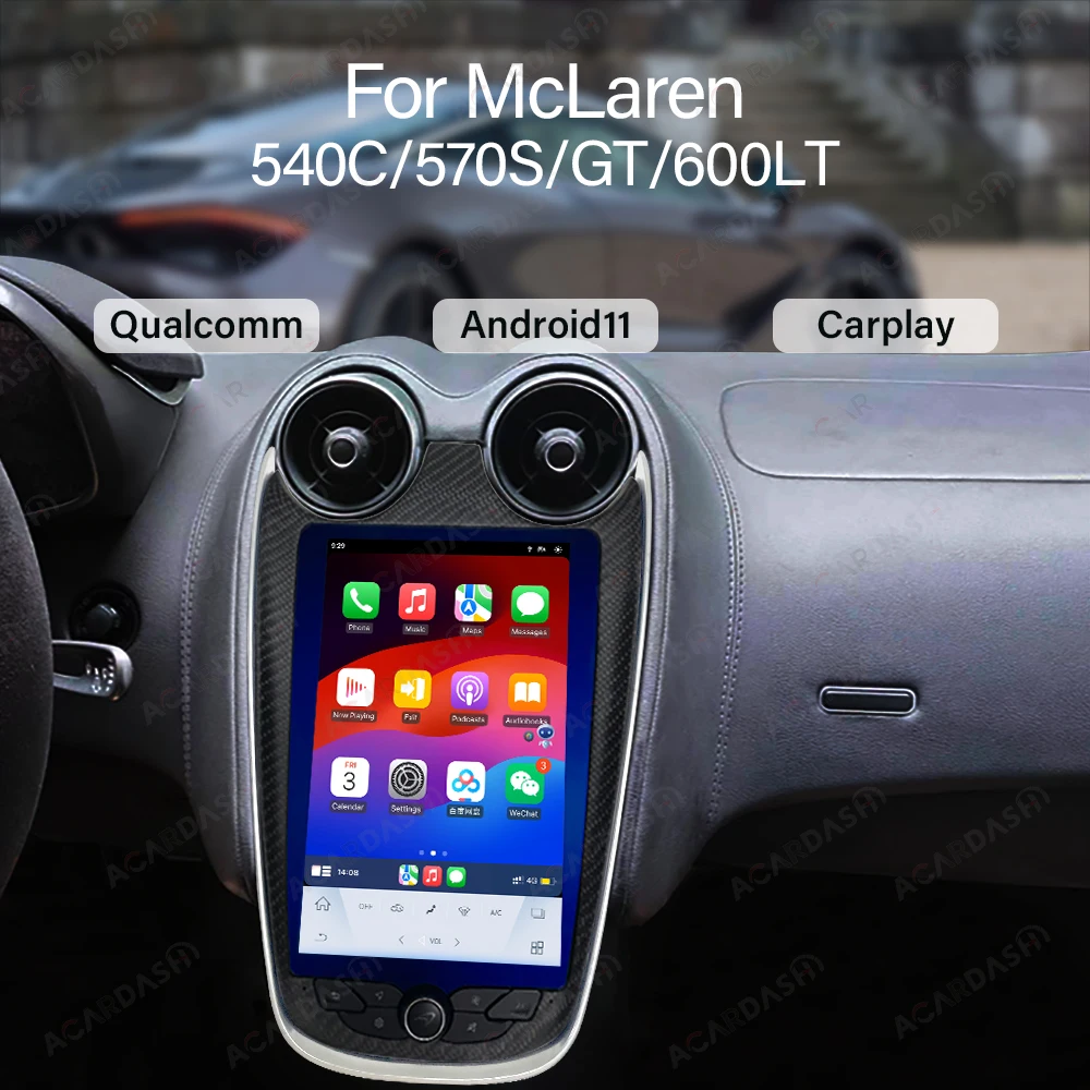 NEW ACARDASH Dual System Android Head Unit For McLaren 540C 570S GT 600LT Iris And Android System In One Screen With Carplay