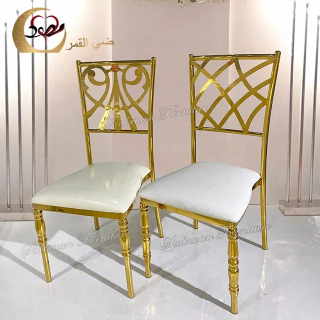 
Wholesale romantic golden stainless steel frame wedding tiffany dining chair 