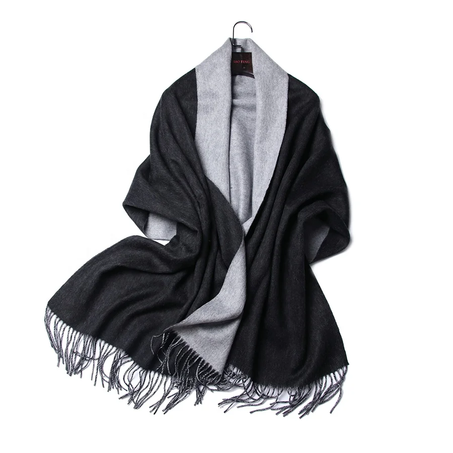 Two Tones Cashmere Wool Shawls For Women Winter Warm Wool Shawl