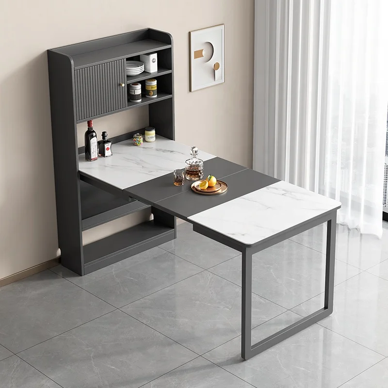 Телескопический складной обеденный стол с стальными ножками для хранения большой емкости и экономией места