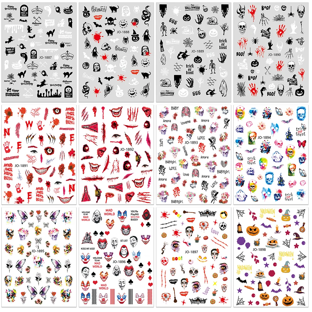 Fluorescence Nail Decoration Sticker Snowflake Skull Animals Pattern  Christmas Nail Stickers