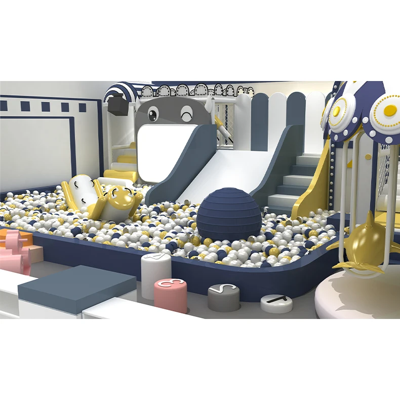 Soft Play Merry Go Round Ball Pool Kids Interactive Indoor Commercial Athletic Playground Plastic Double Slide Park Equipment