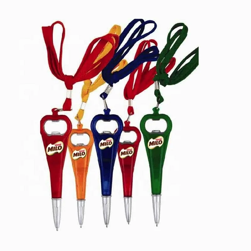 Custom bottle opener ball pen promotion ballpoint pen with bottle opener lanyard with your logo print