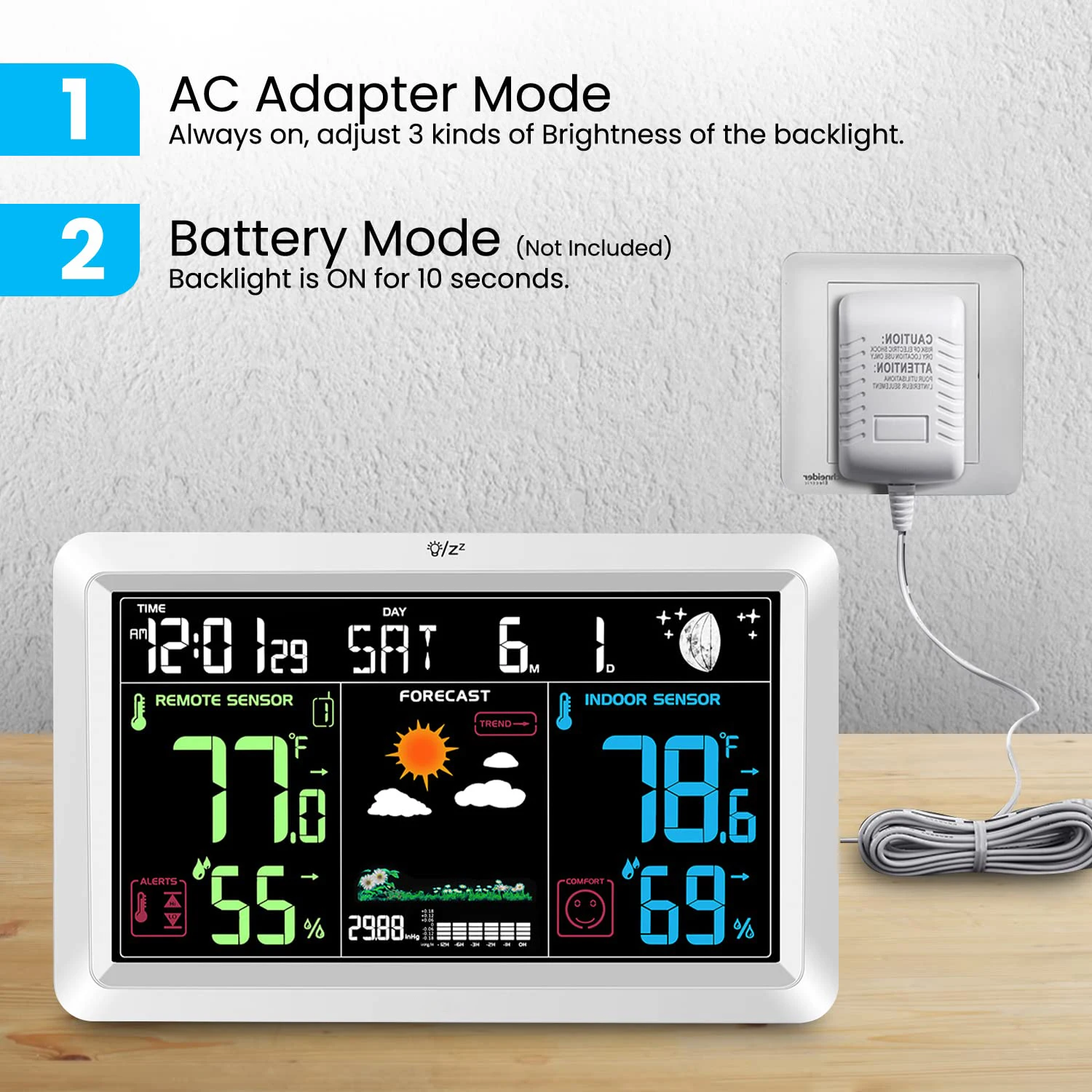 Weather Station Wireless Hygrometer Forecast Color Digital Alarm Clock Indoor Outdoor professional weather station