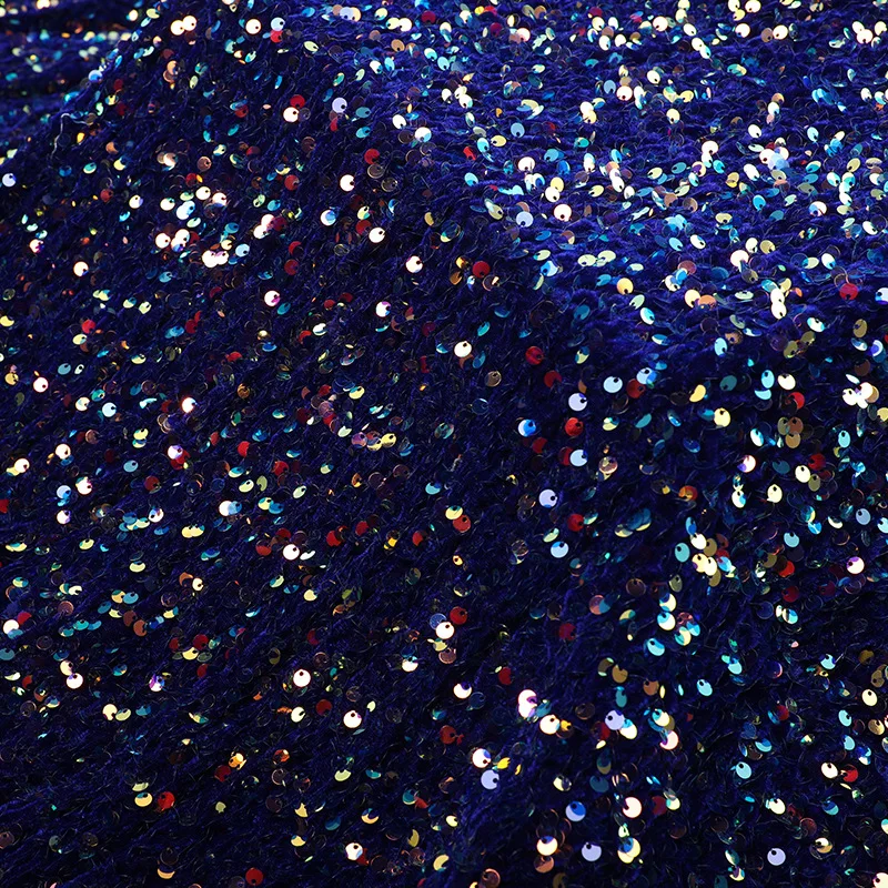 Top Multicolored Textile Sequin Fabric Polyester Satin Fabric With Shiny Sequin Fabric Dress