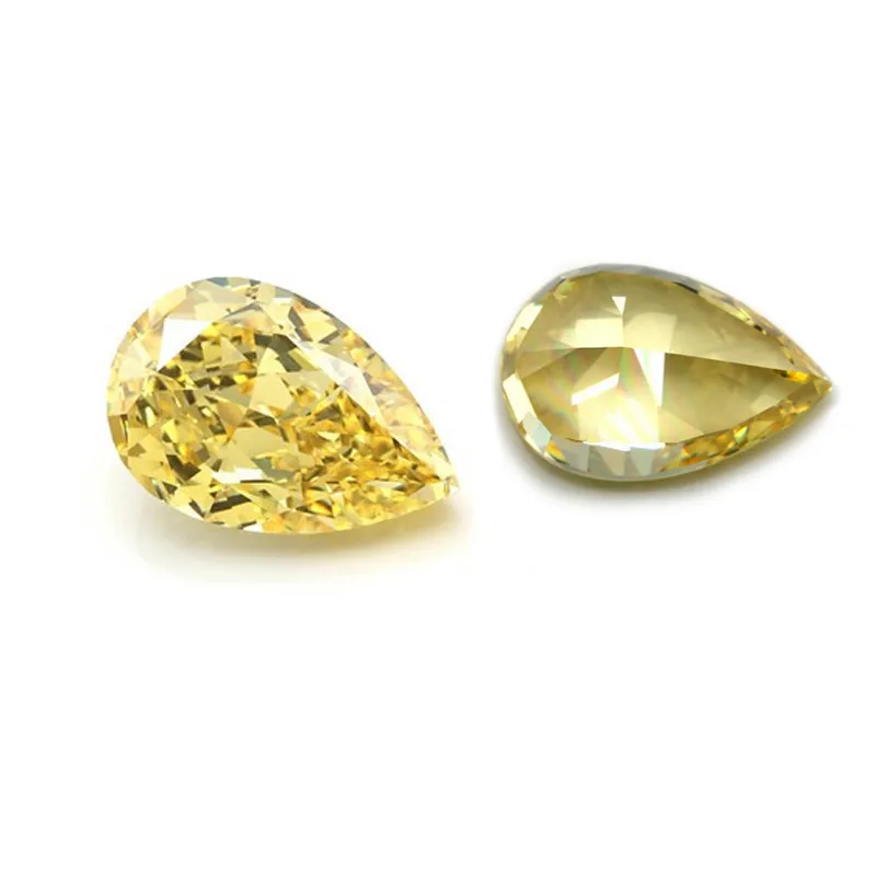 Wholesale price 3A 5A crushed ice cut CZ stone Yellow Pink White Pear shape Synthetic cubic zirconia Loose diamond