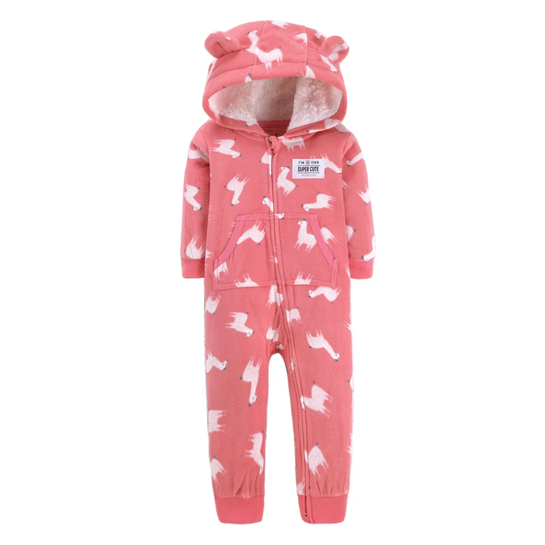 Оптовая продажа зимний теплый Детский комбинезон с капюшоном детский флисовый для младенцев