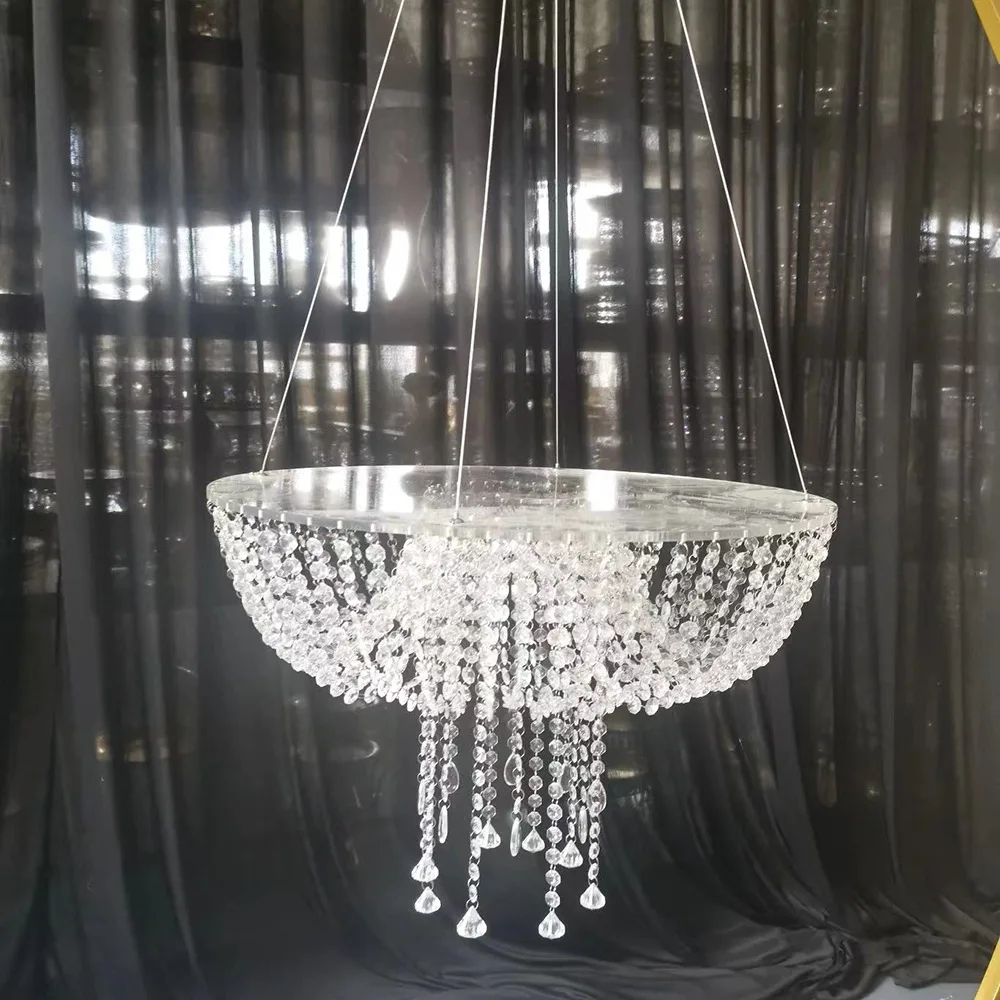 Modern Chandelier Hanging Cake Stand With Crystals For Wedding Party Birthday Baby Shower