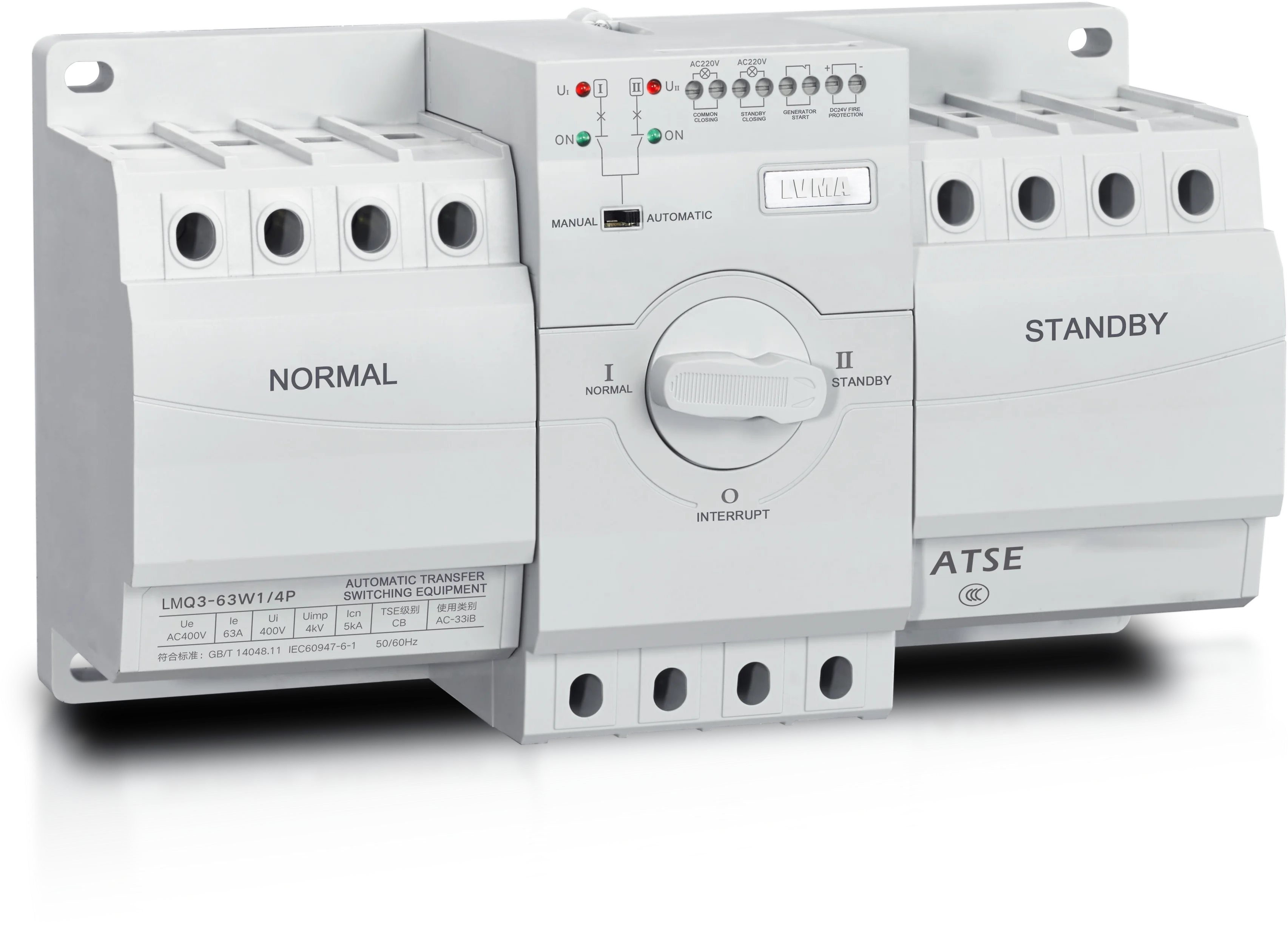 LMQ1-63M1 63A 4P AC 500V CB Class Intelligent Type Indication Auto Changeover Switch Automatic Transfer Switch Dual Power