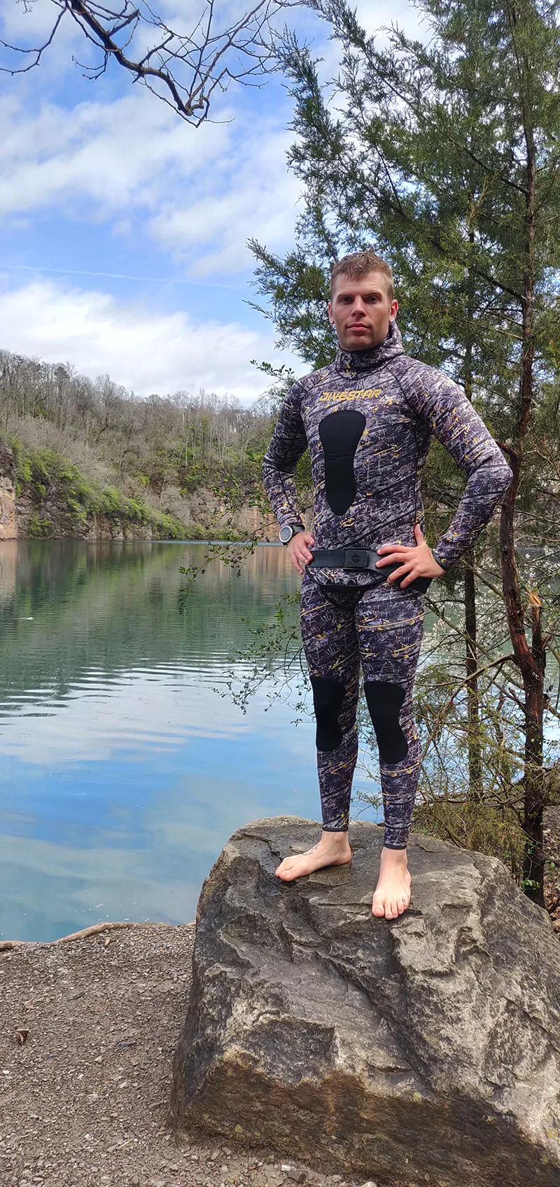 Exclusive camo design Two separate  3/5/7mm pieces Padded Chest Reinforcement Spearfishing suit Soft open-cell Neoprene Wetsuits