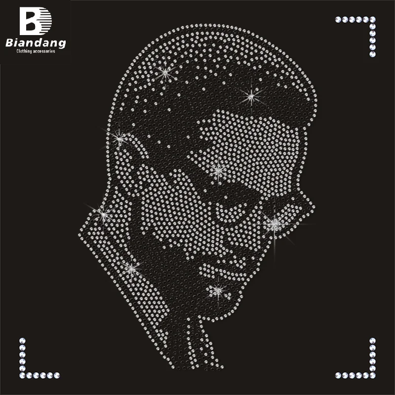 Factory Wholesale Price Shiny Portrait Hot Fix Rhinestone Transfer Custom Rhinestone Heat Transfer