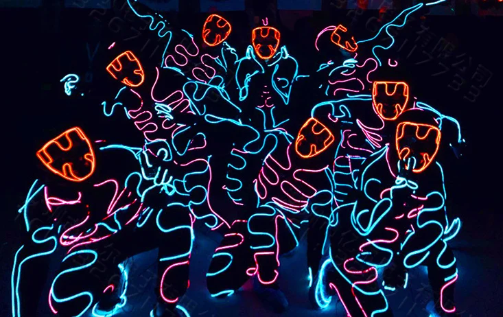 Fashion EL Suits LED Clothes Luminous Costumes Glowing Gloves Shoes Light Clothing Men EL Wire Dancer Clothes