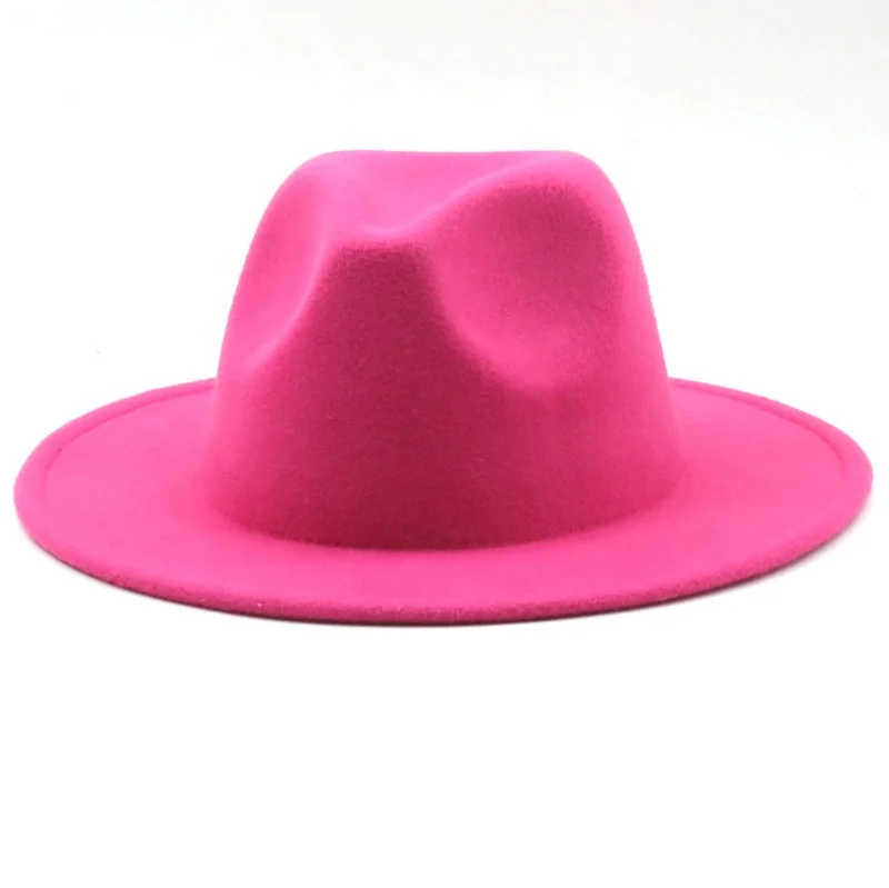 Wholesale Solid Color Polyester wool Felt hats two tone Fedora Hats for Women Men Party Music Festival fedora hat