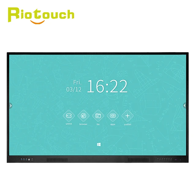 Riotouch HD 4K Led Interactive Screen Touch Screen Monitor LED Smart Board with PC All in One 75 86 Inch Android  Window Pen