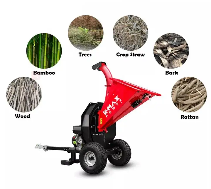 K-MAXPOWER TUV CE Approved High Efficient 15HP Gasoline Engine Small Wood Chipper Shredder Machine Mini Grass Shredder Machine