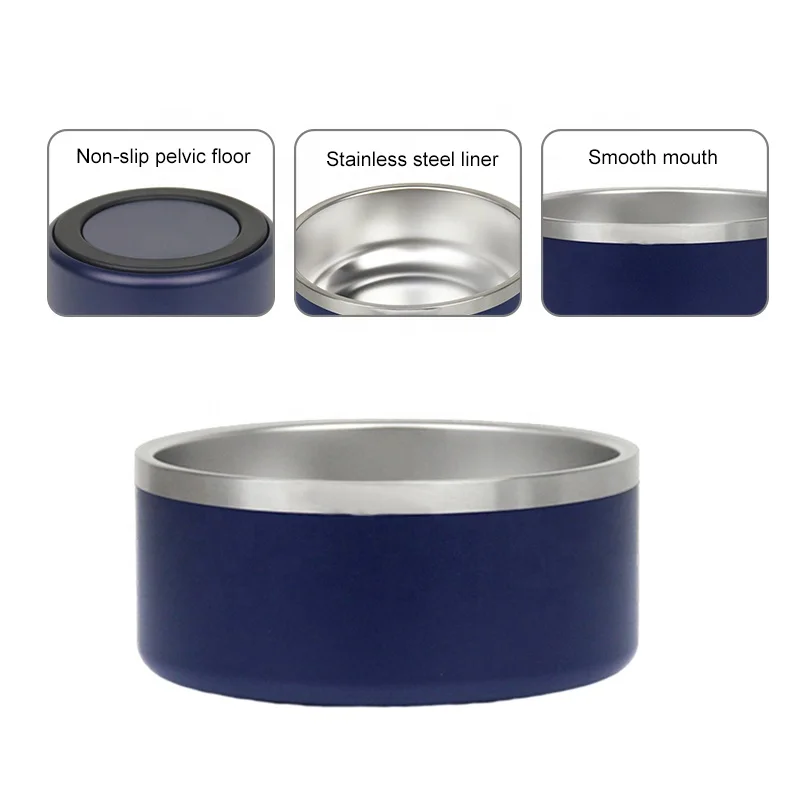 Wholesale Custom Logo 100oz Dog Bowls 304 Stainless Steel Double Walled Pet Bowls Food Feeder Powder Coated 32oz/64oz Pet Bowls