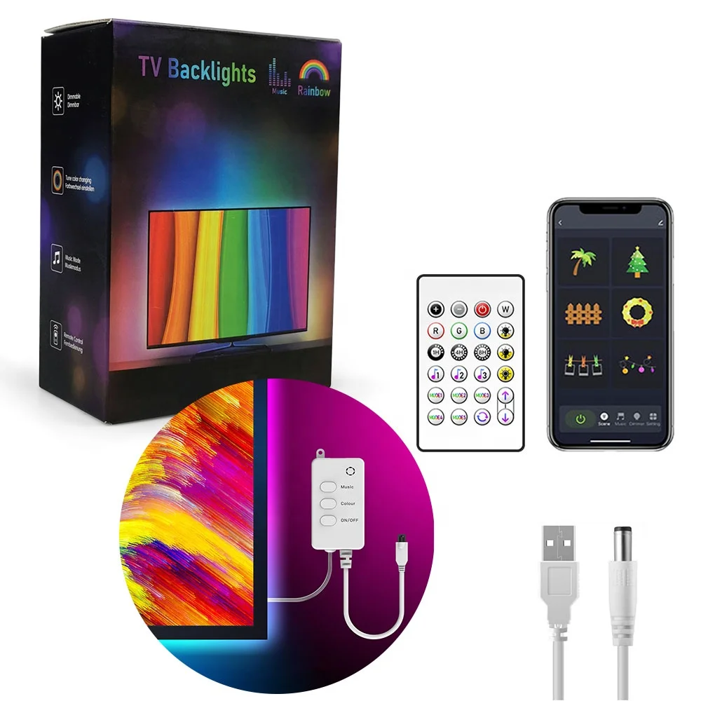 
TV Backlights String Lights 3M 30LEDs WIFI BLT RGB LED Christmas Lights String USB DC 5V Waterproof IP65 20 Symphony Modes 