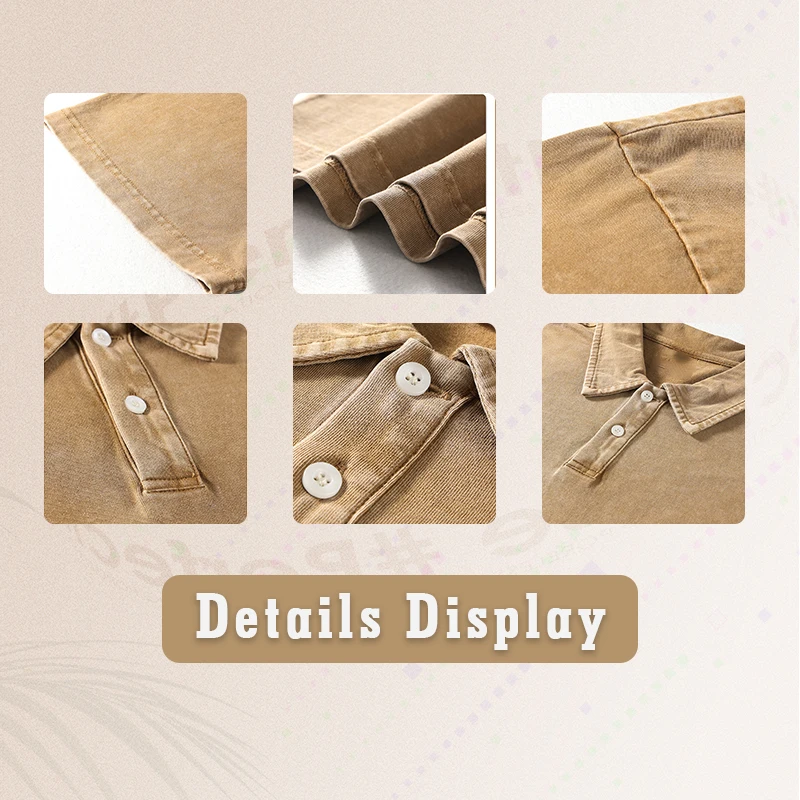 Custom Polo T-Shirt Embroidered washed Cotton polo shirt knitted oversized tshirt