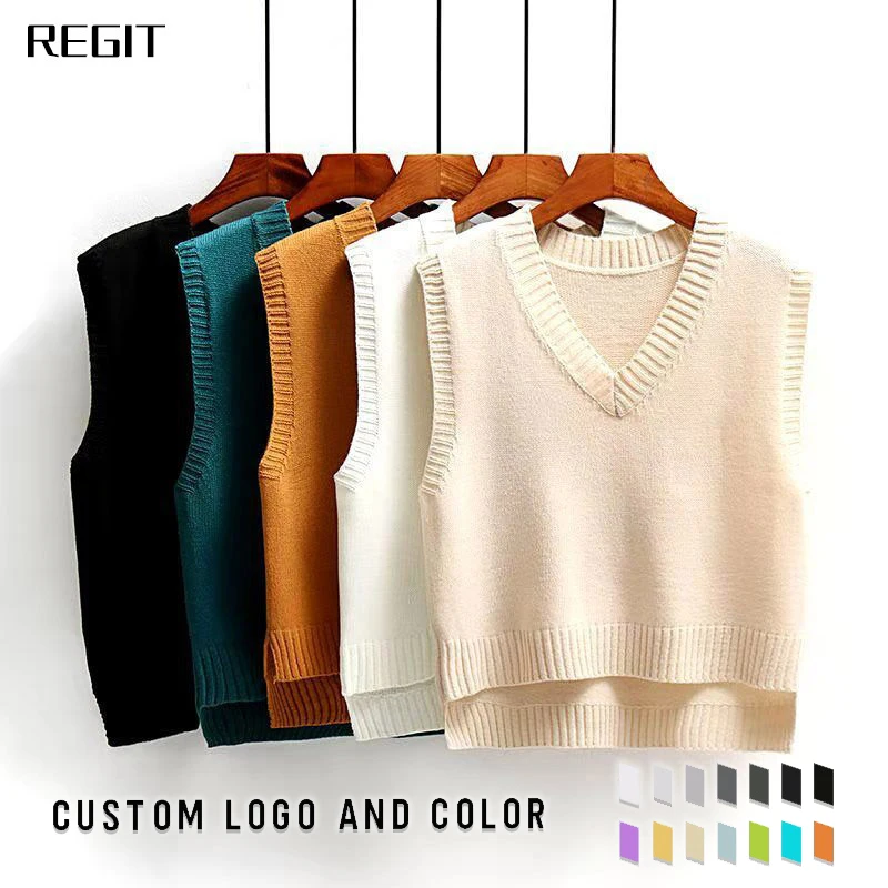 Качественный женский свитер дизайнерский Топ жилет с v образным вырезом Трикотажный Хлопковый Женский вязаный без рукавов из спандекса индивидуальный