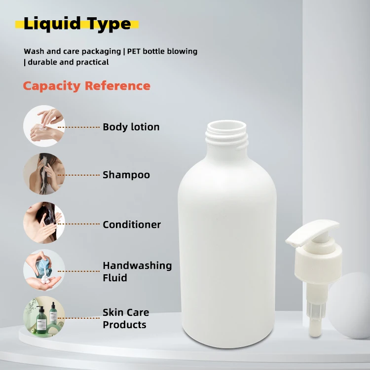 Factory Eco Friendly Round Pet White 350Ml Body Lotion Bottle Plastic Bottle
