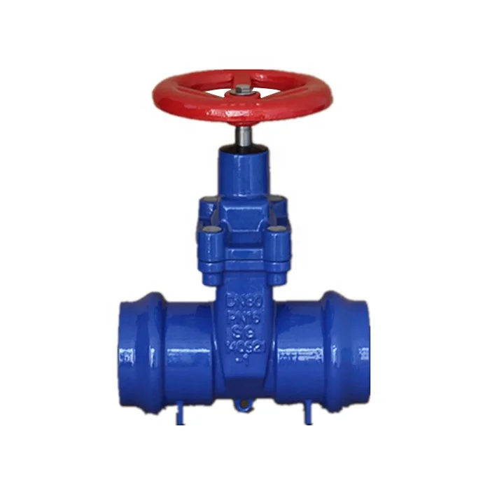 DIN3352 63mm-315mm NRS Hand Wheel Ductile Iron Double Socket  End Gate Valve for PVC Pipe