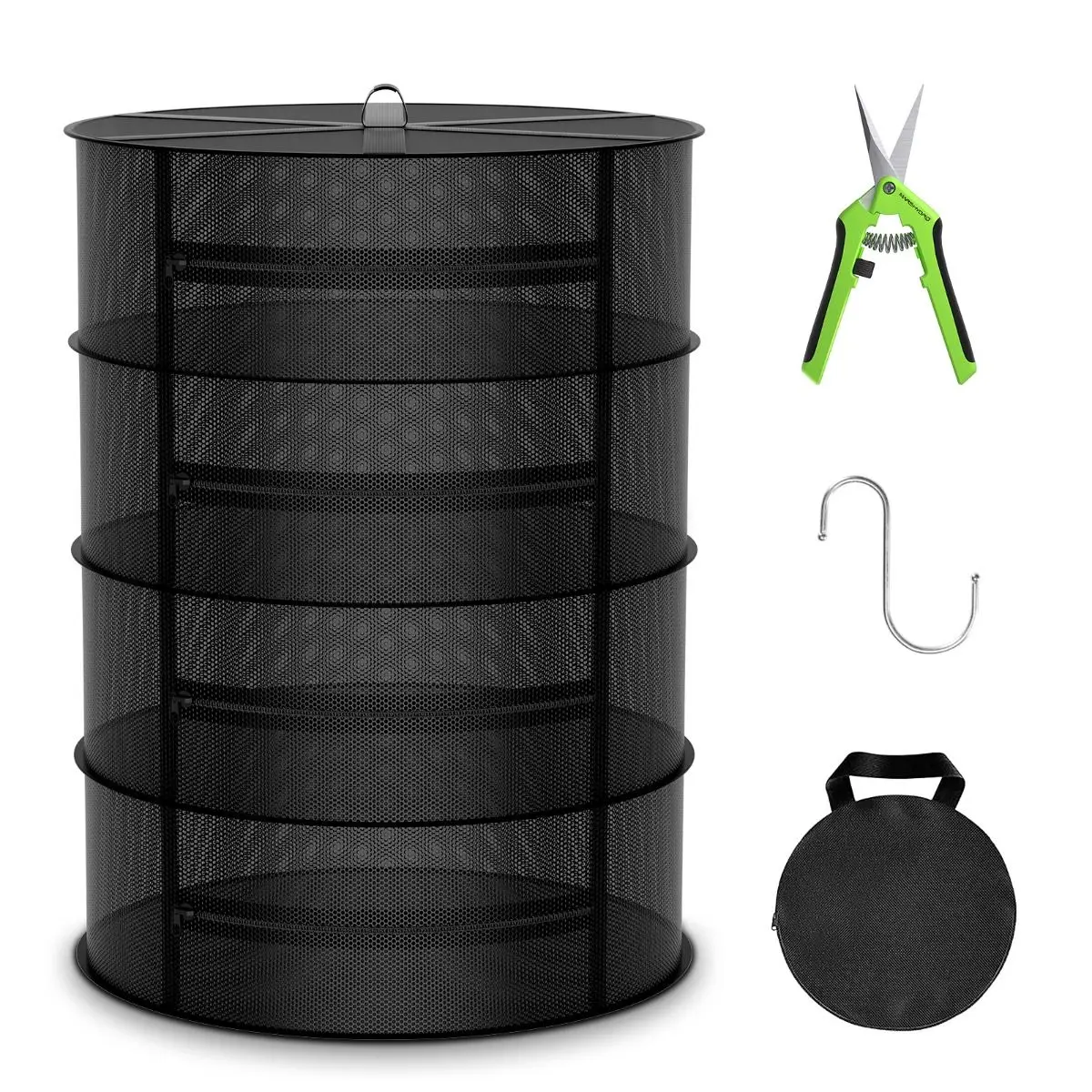 New Arrival Seed Mesh Herb Drying Rack Net With Pruning Shear Collapsible Folding Hanging Mesh Dryer Net