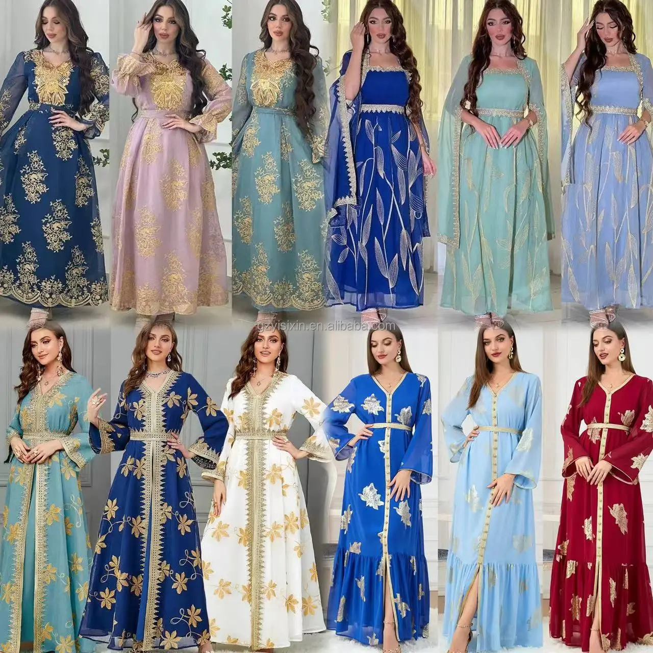 Wholesale Simple Islamic Clothing Elegant Cardigan Long Sleeved Robe Fashion Embroidered Robe Dubai Fashion Ethnic Clothing R