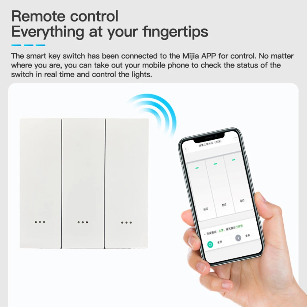 Mijia Bluetooth App Smart Home 3 Gang Smart Switch Light Alexa Voice Control Touch Glass Wall Wireless Electrical Switch
