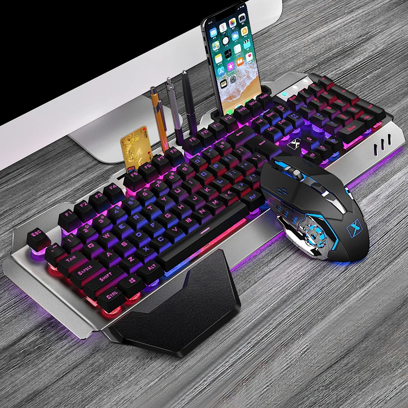 Комплект механической клавиатуры и мыши с цветной RGB подсветкой
