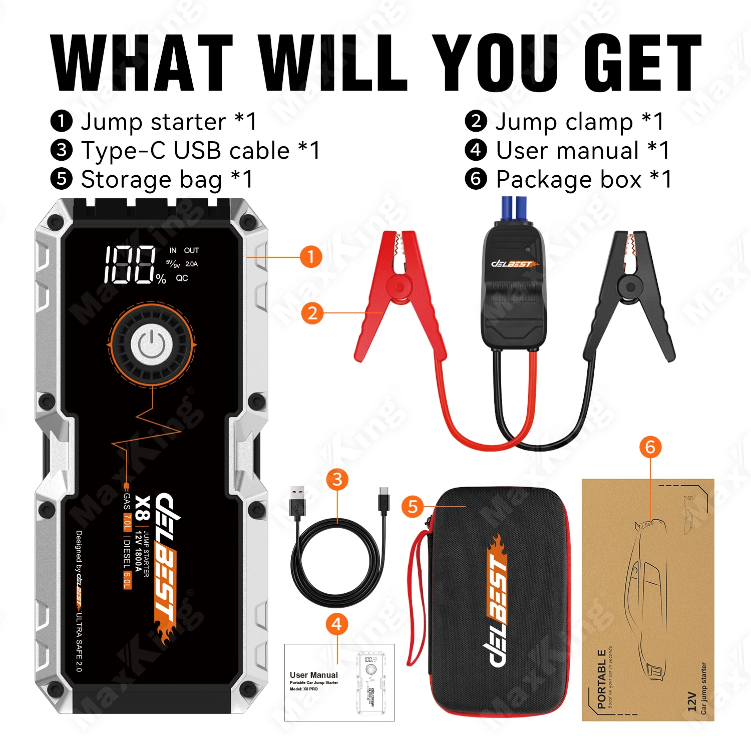 12V  Panic Buying 20800mAh 900A/1800A  emergency multi-function  portable  car jump  portable jumper starter