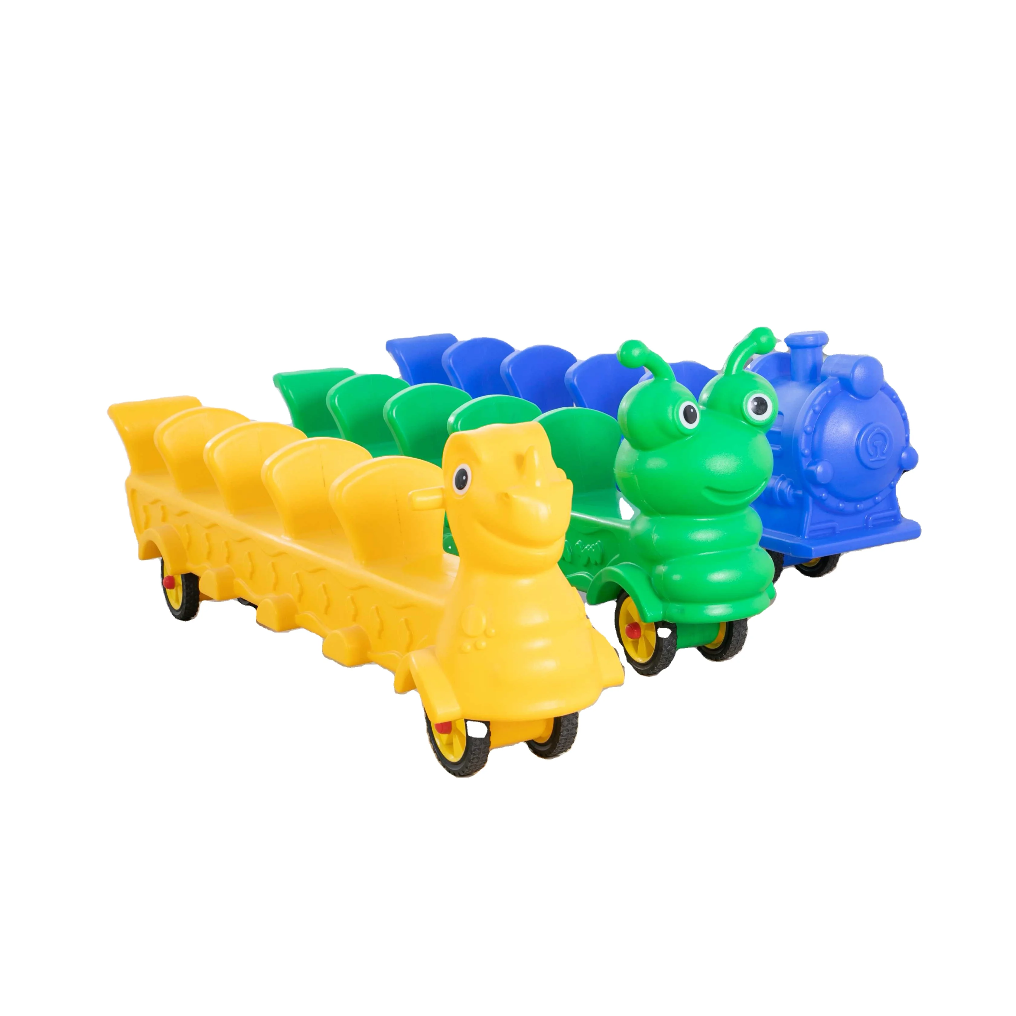 High Quality Preschool Multi Color Kids Funny Tie Up Plastic Tandem Train For Baby