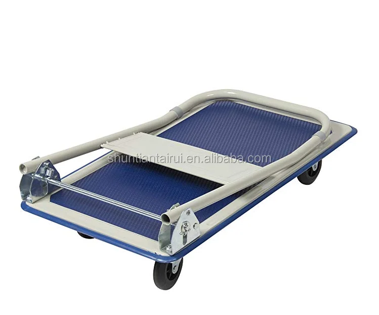 heavy duty push cart hand trolley warehouse moving platform truck 4 wheel dolly