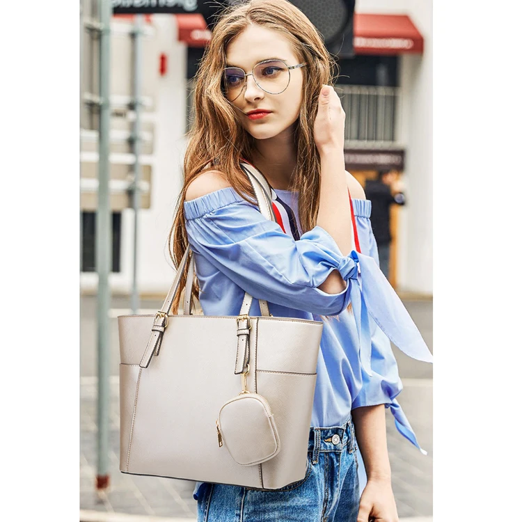 
Factory oem Europe elegance simple casual PU leather 3 pieces hand bags set female 2021 purses and handbags for women 