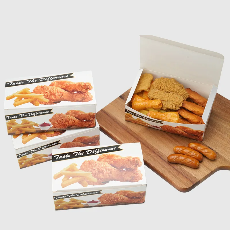 Custom Hamburger Packaging Box To-go cardboard food boxes French Fries and Fired Chicken Paper Boxes for Fast Food Packaging