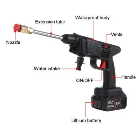 Battery-free Wireless High Pressure Car Washer 20000mah Sprayer Steam Wash Gun Supplies Cleaning car washing water gun set