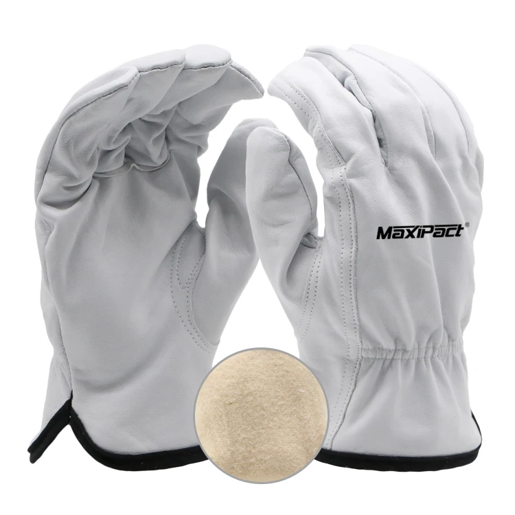 MaxiPact Thermal White 3M Thinsulate Liner Cow Grain Leather  Light Duty Winter Work Leather Gloves