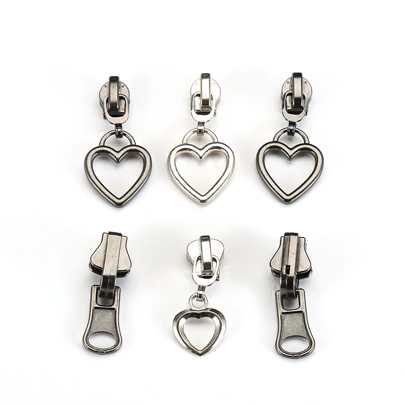 Custom Newest Zipper Puller Head Design Wallet Embossed 3D Patten Logo Zipper Slider Fashion Clothing Laser Bag Shoes