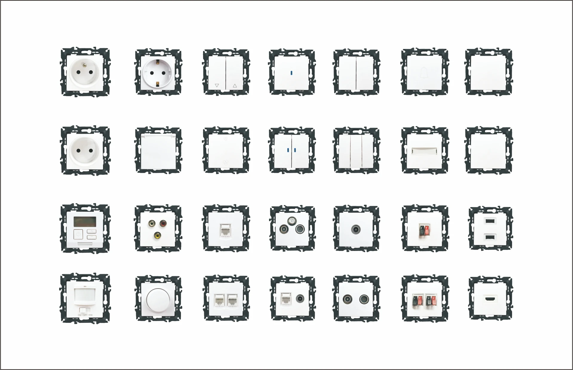 2 Gang 1 Way Light Switch with Indicator white Screwless Terminal wall switch and socket factory price wall switch