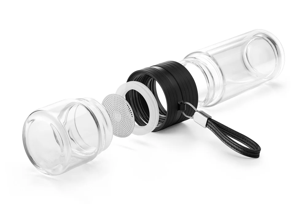 Custom Private Label Tea Infuser Outdoor Travel Portable Anti-Broken Water Bottle Double Wall Glass Water Bottle With Filter