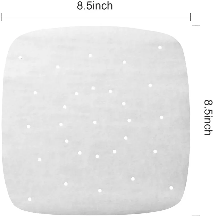 
8.5 x 8.5inch Air Fryer Liners, Parchment Paper Bamboo Steaming Paper for Air Fryer, Steaming Basket 