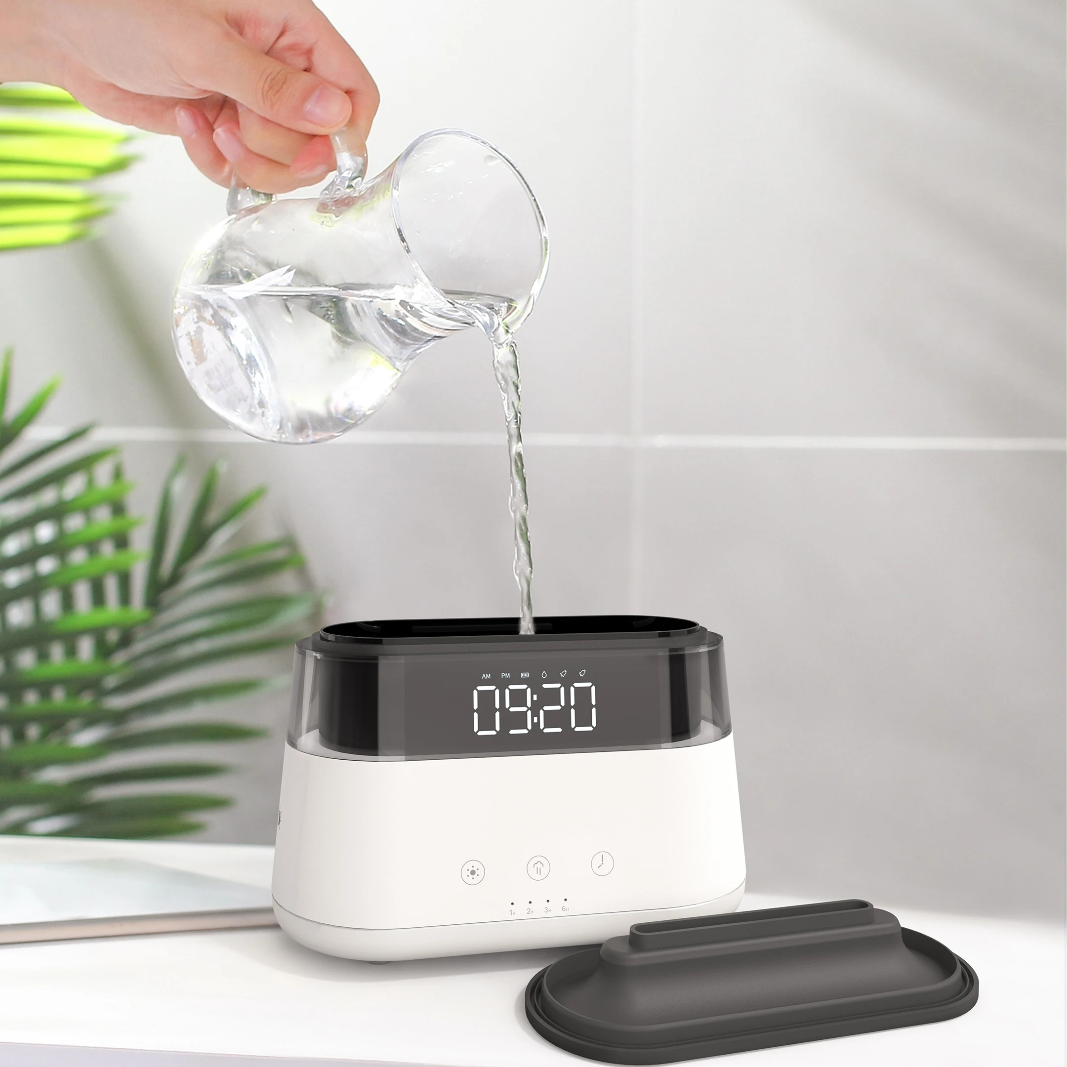 Multi-function Color LED Night Light Alarm Clock Flame Aroma Diffuser Humidifier for Home Office Spa Yoga