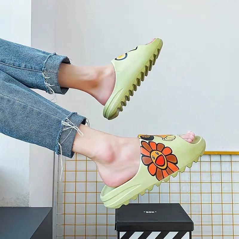 2020 Ins Yezzy сетчатые красные стильные детские тапочки пляжные сандалии с волнистой подошвой тапочки yeezy для детей