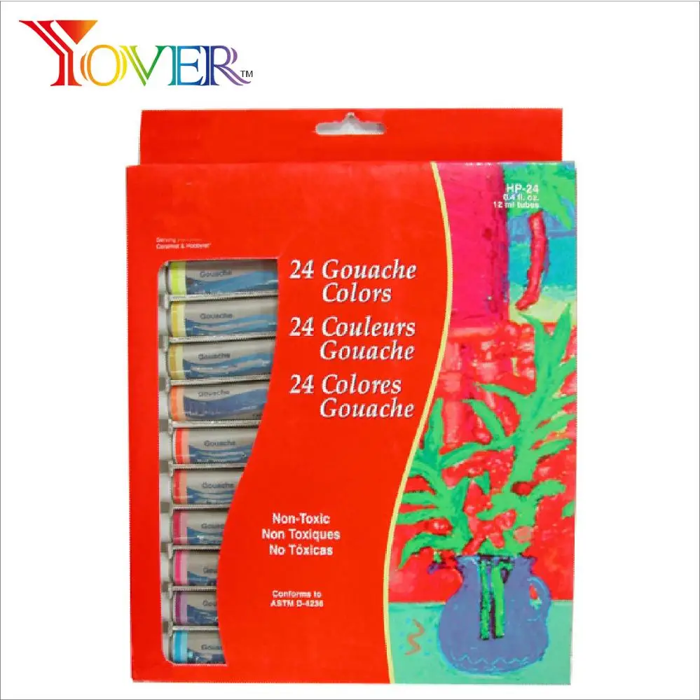 Hot Sale on line 24pcs 12ml Alu Tube Artist Gouache Paint Set