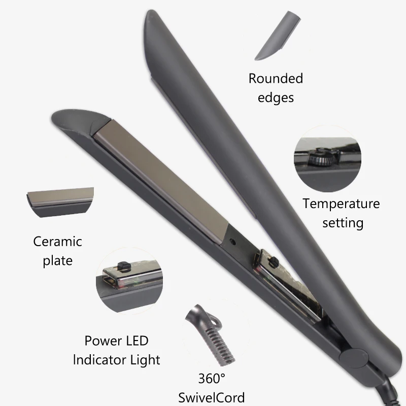 Hot Selling Pure Ceramic Floating Plate Flat Iron LED display PTC heater 100%Ceramic Hair Straightener